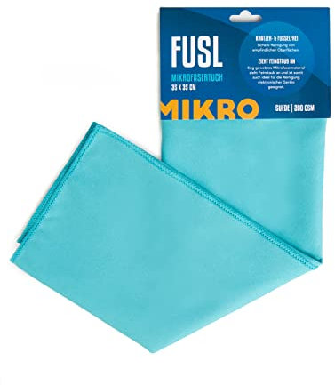 FUSL Mikrofasertuch 35x35cm - streifenfrei und fusselfrei - Brillenputztuch, Fenstertuch, Mikrofaser Autopflege, Mikrofasertuch Autopflege, Mikrofaser Putztuch - saugstark mit 200GSM - 1 Stück