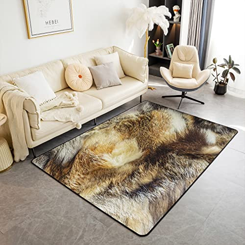 Kuhhid Weich Teppich 100x150cm Kuhfell für Küche und Balkon Outdoor Teppich Wetterfest Dekor Umkehrbar Bauernhaus Western Farm Tier Skin Braun Gelb Wetterfest Dekorative für Küche und Balkon
