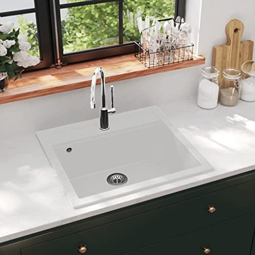 Évier Cuisine, Lavabo de Cuisine Évier de cuisine Granit Seul lavabo Blanc