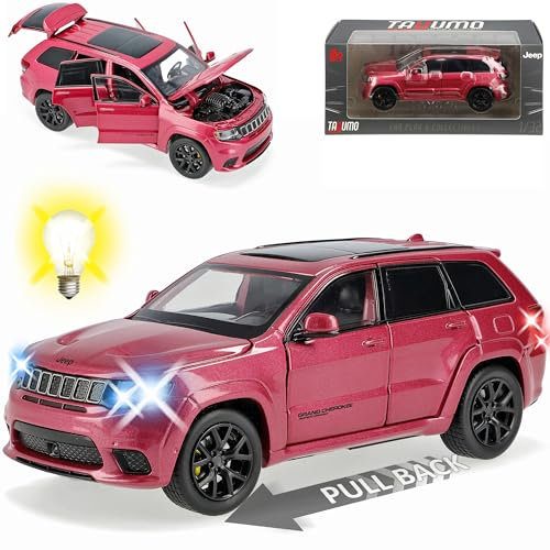 Generisch Jeep Grand Cherokee WK2 Trackhawk Rot 2010-2021 mit Licht und Sound 1/32 Tayumo Modell Auto mit oder ohne individiuellem Wunschkennzeichen