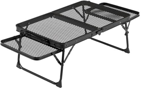 Folding Grill Table – Easy Carry Outdoor Foldable Camping Table, Lightweight Aluminum – Portable Picnic Table With Wing Panels & Mesh Tabletop – Ideal For BBQ