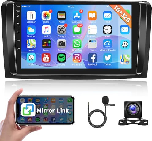 1G+32G Android Autoradio 2 Din für Mercedes Benz ML GL W164 ML350 ML500 GL320 X164 ML280 GL350 mit GPS Navi WiFi 9 Zoll Autoradio mit Mirror Link Bluetooth FM/RDS/DAB Lenkradsteuerung Rückfahrkamera