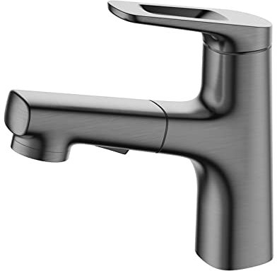 Mitigeur de lavabo extractible Robinet de cuisine avec douchette extractible 2 modes de pulvérisation Mitigeur pour cuisine Salle de bain Mitigeur de lavabo avec pistolet de douche Gris