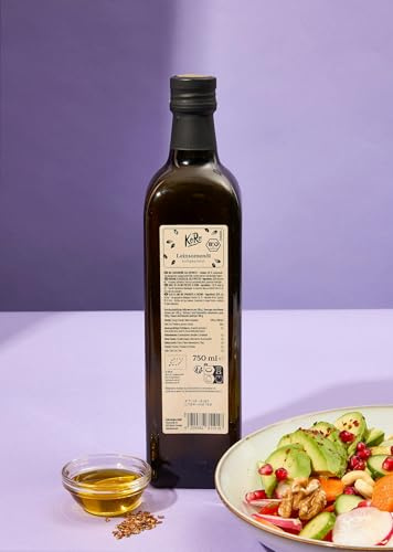 KoRo - Bio-Leinsamenöl 750 ml - Kaltgepresst - Mild-nussiger Geschmack - Ideal im Salat, Porridge und Co.