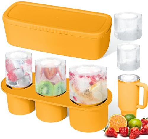 Bandeja de cubitos de hielo para taza Stanley, máquina de cubitos de hielo de silicona con tapa para vaso de 20 a 40 onzas, para enfriar whisky, cócteles, bebidas, café, máquina de hielo fácil de