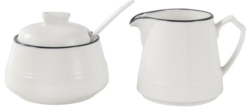 3 in1 Set Ceramic Milk Frothing Pitchers and Sugar Bowl with Spoon Set 250ml/8.4oz Breakfast Tea and Coffee Service, Elegant Porcelain Creamer Drip-Free Spout, Microwave and Dishwasher Safe
