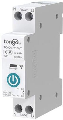 TONGOU Interrupteur intelligent WiFi 1P+N DIY - Interrupteur intelligent WiFi 6 A - Application iOS Android - Télécommande TUYA/Smart Life - Pour Smart Home - Commande vocale et chronométrage