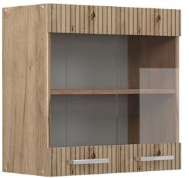 Vicco Küchenglasschrank R-Line, Glashängeschrank, Artisan-Eiche/Goldkraft Eiche, 60 cm