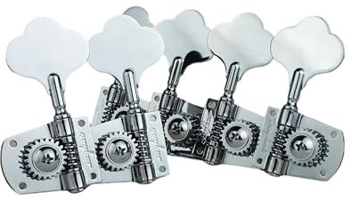 Guyker Tête de machine à basse (4R + 2L) – Ratio 1:21 Accordeurs à cadre ouvert pour guitare électrique jazz basse ou instruments de précision, chrome