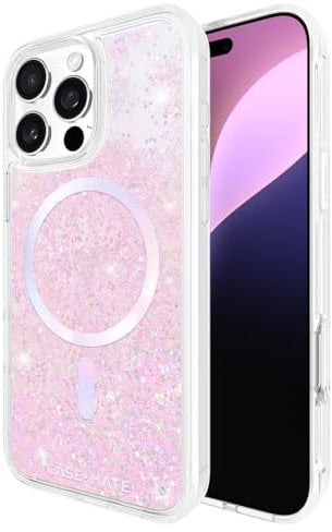 Case-Mate iPhone 16 Pro Max Case [Compatible with MagSafe] - Iridescent Liquid Glitter Phone Case with 12ft Drop Protection - Premium Magnetic Cover for iPhone 16 Pro Max - Soap Bubble Waterfall