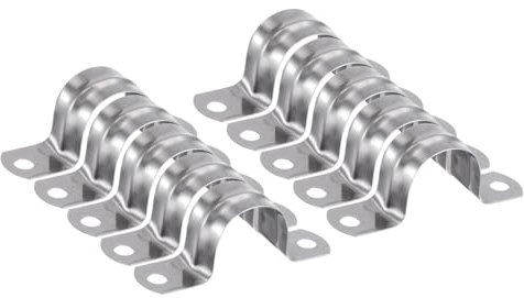 sourcing map 20pcs 1 Inch 25mm Conduit Clamps, M25 U Tube Pipe Clamp, Stainless Steel Rigid Pipe Strap, U Shaped Bracket with Two Hole for Pipe Tube Hose Wire Cord Fixing