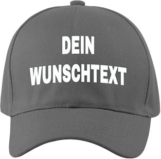 Unisex Erwachsenen Cap Bedrucken Lassen - Mit Wunschtext personalisiert - Individuell als Geschenk für Herren und Damen selbst gestalten - Grau
