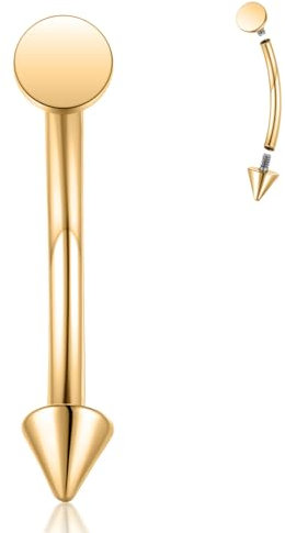 16G Augenbrauenpiercing Schmuck Titan Augenbrauenringe Gebogener Barbell Brustwarzenring Gold Bauchschmuck Daith Ohrring Bauch Barbell Rook Ohrringe Augenbrauen Brustwarzenpiercings Schmuck 6 mm