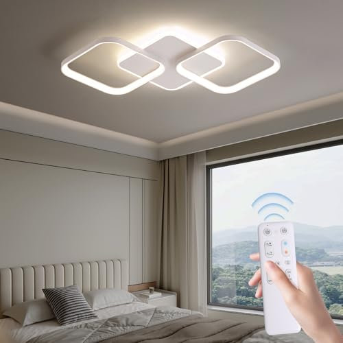 ANTENLICHT LED Deckenleuchte Wohnzimmer 40W 4500LM mit Fernbedienung Stufenlos Dimmbar 2700-6500K, Wohnzimmerlampe mit Memory-Funktion aus Metall für Schlafzimmer Esszimmer Flur Kinderzimmer, Weiß
