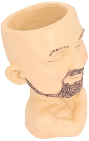 Fdit Cache-pot avec homme musculin - Vase bien formé avec visage masculin - Décoration de salon - 17 x 11 cm - Avec visage d'homme et trou de drainage (couleur chair)