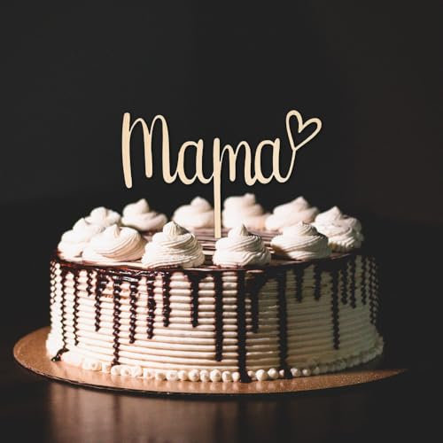 WAIKUA Cake Topper 'Mama mit Herz' Muttertagsgeschenk | Tortendeko zum Muttertag | Geschenk Danke Mama Muttertag | Handgefertigt in Deutschland | Nachhaltige Kuchendekoration