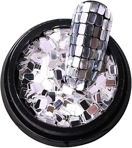 1 Box silberne Nagel-Pailletten, quadratisch, Glitzer, Nagelkunst-Zubehör für Nägel, Dekoration, Make-up, DIY, Kunst, Handwerk, Nagelkunst-Zubehör