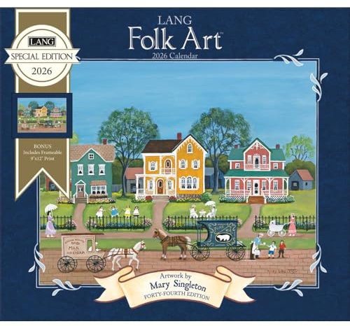 Lang Companies, Lang Folk Art Special Edition 2026 Wandkalender, 31,8 x 35,6 cm, 12-Monatskalender mit gehefteter Bindung