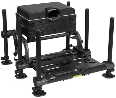 Matrix XR36 SL Edition Graphite | Coarse Fishing Lightweight Seatbox | XR Sliding Footplate | 6x 36mm Legs with Threaded Caps | Deep Side Drawer | 2x Shallow Tray Units | Padded Strap | Code GMB202