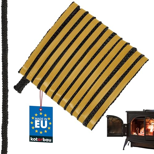 KOTARBAU® Kamin Dichtband Selbstklebend - 8 x 3 mm - Glasfaser Dichtungsband für Kaminofen - 2,5 m - Kamindichtung - Ofendichtband - Hitzebeständig - Schwarz