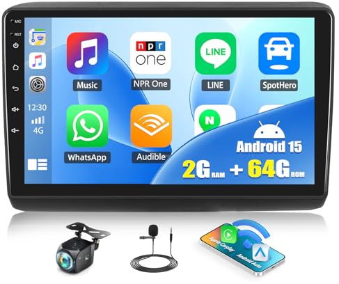 CAMECHO Android 15 2G+64G Autoradio für FIAT Ducato3/Peugeot Boxer/Citroen Jumper mit Navi Carplay Android Auto,2 Din Carplay Radio mit 9 Touchscreen mit Bluetooth RDS FM WiFi+Rückfahrkamera