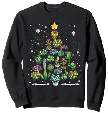 Lustige Sukkulenten Weihnachtsbaum Kaktus Gärtner Weihnachten Urlaub Sweatshirt