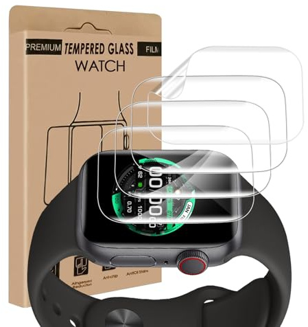 Cable Leader 4 Stück Schutzfolie für Panzerglas für Apple Watch Series 7/8/9(41mm), Weiches TPU Schutzglas, Kratzfest, Keine Blasen, Sensitive Touch, Ultra-Klar Apple Watch 41mm Displayschutzfolie