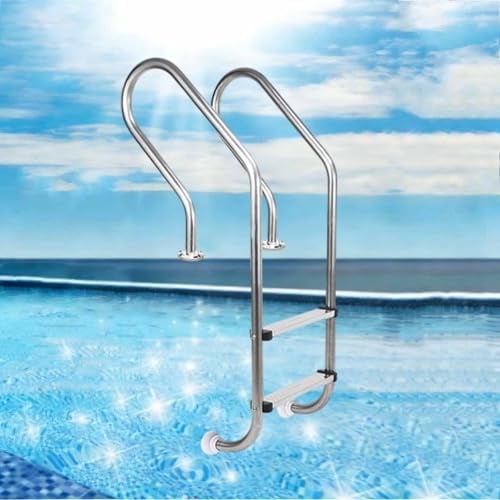 Escalera para Piscinas, Escalera de Acero Inoxidable con pasamanos para Piscinas enterradas, peldaños Antideslizantes, Ideal para Piscinas Interiores y Exteriores.(2-Step,1.2mm)