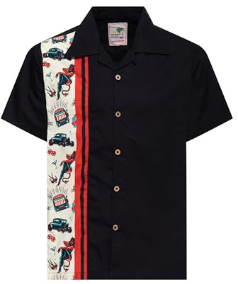 King Kerosin Herren Panel Hemd 50s-Gambling-Panel Rockabailly Devil