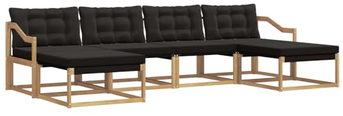 vidaXL Outdoor-Sofagarnitur mit Kissen 6 pcs Weiß und Schwarz, Garten, modernes Outdoor-Sofa, Sitzgruppe für den Patio, Terrassenmöbel für entspanntes Chillen