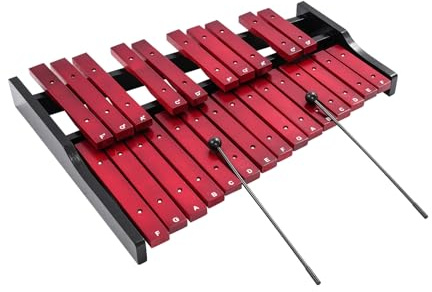 Xylophon 25 Noten aus Holz, Glockenspiel mit 2 Schlägeln und Tragetasche, Musikinstrument für Kinder, Jugendliche, Erwachsene (Rot)