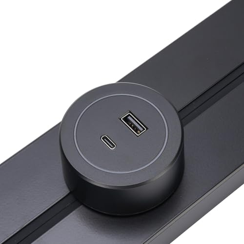 FTVOGUE Prise de Rail Amovible en Alliage D'aluminium de 600 Mm, Multiprise Murale de 32 A, 8 000 W, avec Protection Contre Les éclaboussures IP20, Adaptateurs (2 Prises EU AC250V 16A + 1xUSB DC