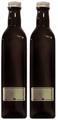 Viva-Haushaltswaren Gabriele Hesse e.K. 2 x Ölflasche 500ml / braune Glasflasche mit Schraubverschluss selbst abfüllen, INKL. Etiketten Zum Beschriften Botella de Cristal, marrón y Verde, 500 ml, 2