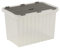 URBNLIVING Plastic Storage Box Grey Hinged Lid Ripple Design Quality Stackable 25 Litre Container