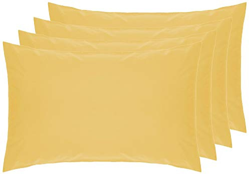 Belledorm 4 PACK Yellow Pillowcases, 7 Year Guarantee, 200 Thread Count Percale (Housewife, Saffron)