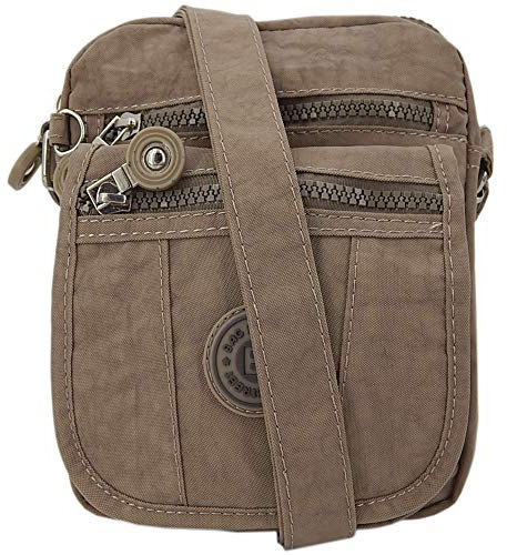 ekavale kleine Umhängetasche Damentasche aus hochwertigem wasserabwesendem Nylon Schultertasche (Stone)