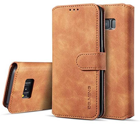 UEEBAI Handyhülle für Samsung Galaxy S8, Hülle Retro Premium PU Leder Weich Klapphülle Magnetverschluss Wallet Kartenfach Standfunktion Cover Anti Kratzern Flip Case Trageband Schutzhülle - Braun