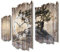 Kreative Feder Dreiteilige Designer-Wanduhr Einsamer Baum Shabby-Chic Landhaus-Stil leise Funkuhr ohne Ticken 95x60cm aus Holz (Einsamer Baum, leises Funkuhrwerk)