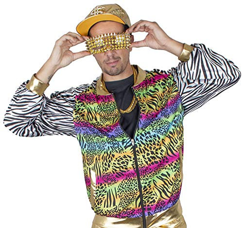 Funny Fashion Herren Kostüm 80er 90er Jahre Jacke Blouson Rapper Hip Hop Pimp bunt Karneval (52/54)