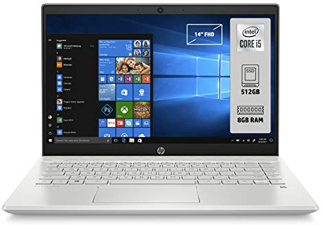 HP-PC Pavilion 14-ce3034nl Notebook, Intel Core i5-1035G1, RAM 8 GB, SSD 512 GB, Grafica UHD Intel, Windows 10 Home, Schermo 14 FHD Antiriflesso, Lettore Impronte Digitali, Lettore Micro SD, Argento