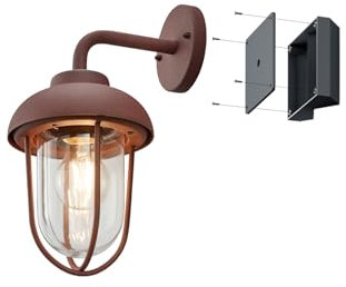 meineWunschleuchte Außenwandlaterne aus Aluminium Rostoptik mit Eckbefestigung, Höhe 33cm