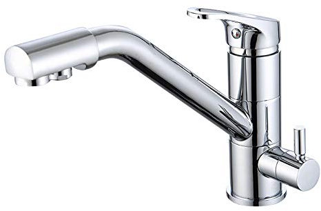 Grifo De Cocina Ósmosis Con 3 Vías, Grifo De Fregadero Giratorio a 360°, Caño Alto, Latón Doble Palanca Mezclador De Fregadero, Para Agua Caliente Y Fría, Estilo Moderno, Negro