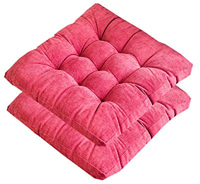 FTTKGRL 2 Pack Coussins de siège 40x40cm, Coussins d?Assise décoratifs pour chaises,Coussins de Chaise pour intérieur et extérieur,Idéal pour extérieur Jardin Balcon (Rose Rouge)