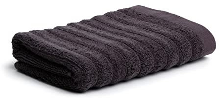 möve Wellbeing Wellenstruktur Handtuch 50 x 100 cm aus 85% Bio-Baumwolle/15% Leinen, Graphite