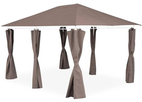 Alice's Garden - Ensemble Complet Toile de Toit et Rideaux Taupe pour tonnelle 3x4m Divio - Toile de Rechange pergola. Toile de Remplacement