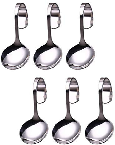 BESTonZON Gebogenen Griff L?ffel Edelstahl Servierl?ffel Vorlegel?ffel Sch?pfl?ffel Suppenkelle Saucenl?ffel Vorspeise Dessert Sala L?ffel für Esszimmer Küche Restaurant 6 Stück