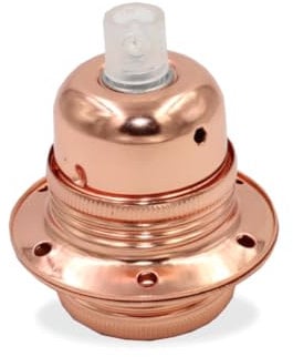 Lampenfassung E27, Fassung aus Metall E27 für Lampenkabel mit Außengewinde Gewindemantel inkl. Außenhülle, Stein und 2 Gewinderingen für Lampenschirme | Komplett Set E27 (Chrom Kupfer / Rosegold)