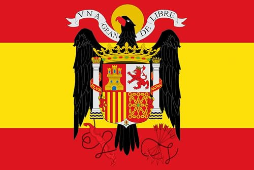 Durabol Bandera de España Escudo Aguila de San Juan Española Preconstitucional 150 x 90 cm Satén