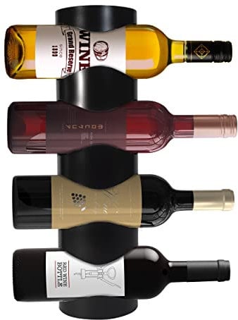 INOXLM Porta Bottiglie acciaio| Porta Vino in varie colorazioni| PortaBottiglie da parete Bianco | Espositore per vino Nero| Espositore per 4 bottiglie Marrone| Cantinetta | Modello Mercurio (Black)