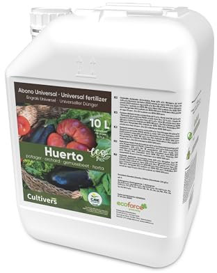 CULTIVERS Fertilizante Huerto Ecológico de 10 L. Abono Líquido para Hortalizas 100% Orgánico y Natural. Mejor Sabor, Mayor Calidad, Potencia el Crecimiento y Aumenta la Cosecha